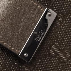 Pre Owned مفكرة غوتشي جلد غوتشيسيما بني ميتاليك