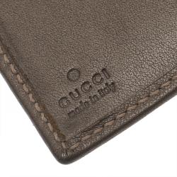 Pre Owned مفكرة غوتشي جلد غوتشيسيما بني ميتاليك