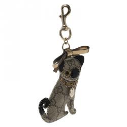 Gucci Brown GG Supreme Oliver Pug Dog Bag Charm