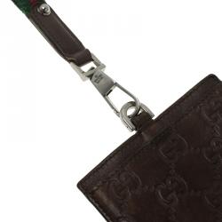 Pre Owned حامل بادج التعريف غوتشي جلد غوتشيسيما بني