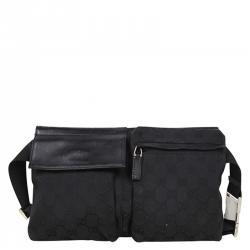 مملوكة مسبقًا Gucci Black GG Canvas Belt Bag