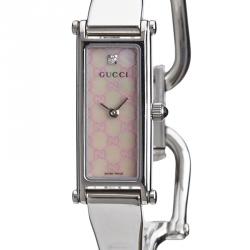 Pre Owned Gucci Silver Stainless Steel G-Frame Women's Wristwatch 14MM
