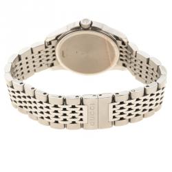Pre Owned Gucci Black Mother of Pearl Stainless Steel G Timeless Women's Wristwatch 27 mm