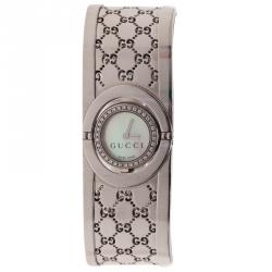 Pre Owned Gucci Mother of Pearl Stainless Steel 112 Twirl diamond Women's Wristwatch 18MM