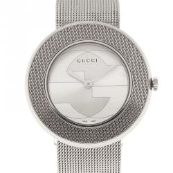 Pre Owned Gucci Silver Stainless Steel U Play Women's Wristwatch 35MM