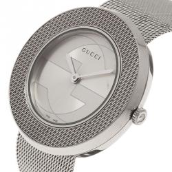 Pre Owned Gucci Silver Stainless Steel U Play Women's Wristwatch 35MM