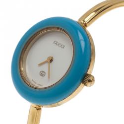 Gucci White Gold-Plated Stainless Steel 11/12 Women's Wristwatch 24MM