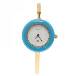 Gucci White Gold-Plated Stainless Steel 11/12 Women's Wristwatch 24MM