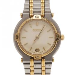 Gucci Cream Gold-Plated Stainless Steel 9000L Women's Wristwatch 25MM