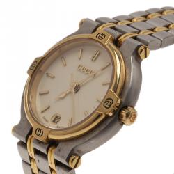 Gucci Cream Gold-Plated Stainless Steel 9000L Women's Wristwatch 25MM