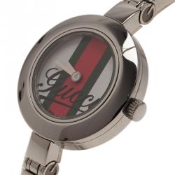 Pre Owned Gucci Logo Stainless Steel YA105 Women's Wristwatch 25MM