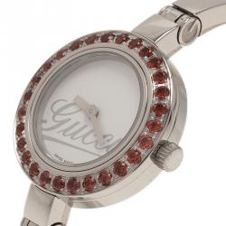 Pre Owned Gucci White Stainless Steel 105 Women's Wristwatch 25MM