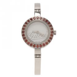 Pre Owned Gucci White Stainless Steel 105 Women's Wristwatch 25MM