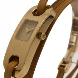 Gucci beige Gold-Plated Stainless Steel O-Frame Women's Wristwatch 16MM