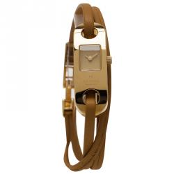 Gucci beige Gold-Plated Stainless Steel O-Frame Women's Wristwatch 16MM