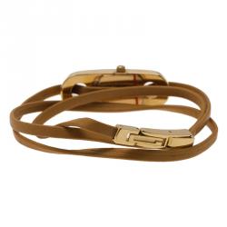 Gucci beige Gold-Plated Stainless Steel O-Frame Women's Wristwatch 16MM