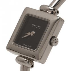 Pre Owned Gucci Black Stainless Steel YA1055 Women's Wristwatch 25MM