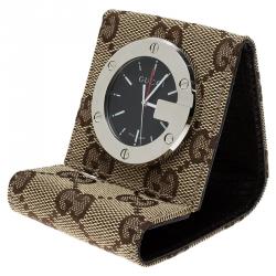 Gucci Black Stainless Steel and Fabric YC200002 Table Clock 