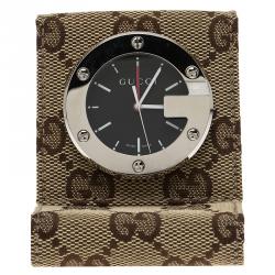Gucci Black Stainless Steel and Fabric YC200002 Table Clock 