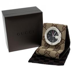 Gucci Black Stainless Steel and Fabric YC200002 Table Clock 