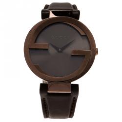 Gucci Brown Stainless Steel Interlocking G Women's Wristwatch 38MM
