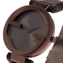 Gucci Brown Stainless Steel Interlocking G Women's Wristwatch 38MM