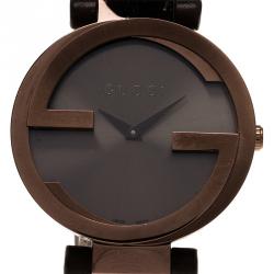 Gucci Brown Stainless Steel Interlocking G Women's Wristwatch 38MM