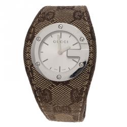 Gucci White Stainless Steel U Play Canvas Women's Wristwatch 31MM