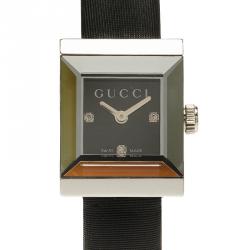 Gucci Black Stainless Steel G-Frame Women's Wristwatch 14MM