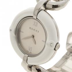 Gucci Silver White Bamboo Stainless Steel 132.4 Women's Wristwatch 36MM