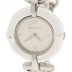 Gucci Silver White Bamboo Stainless Steel 132.4 Women's Wristwatch 36MM