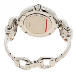 Gucci Silver White Bamboo Stainless Steel 132.4 Women's Wristwatch 36MM