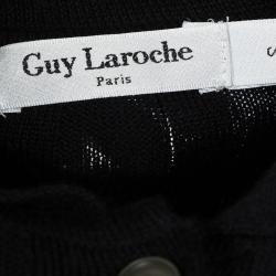 Guy Laroche Black Rib Knit Button Front Collared Wool Cardigan S