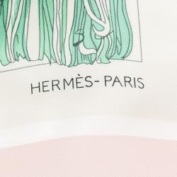 Pre Owned Hermes Pale Rose Passementerie Quadri Printed Silk Square Scarf 