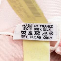 Pre Owned Hermes Pale Rose Passementerie Quadri Printed Silk Square Scarf 