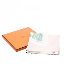 Pre Owned Hermes Pale Rose Passementerie Quadri Printed Silk Square Scarf 