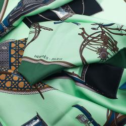 Pre Owned Hermes Green Les Voitures a Transformation Square Scarf