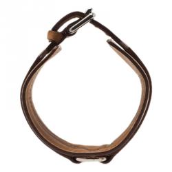 Pre Owned Hermes Alma Wide Brown Leather Bracelet