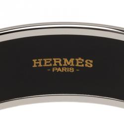 Hermes Wide Printed Belt Design Multi Color Silver-Plated Bangle Bracelet