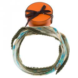Pre Owned Hermes Green Plisse Silk Scarf