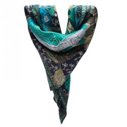 مملوكة مسبقًا Hermes Green Cavaliers Du Caucase Silk Square Scarf