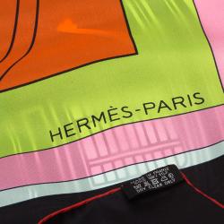 Pre Owned Hermes Multi Color Ex-Libris Coloriage Silk Square Scarf