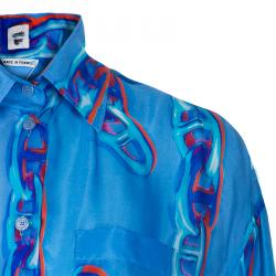 Pre Owned Hermès Blue Maille Dancre Shirt Dress M
