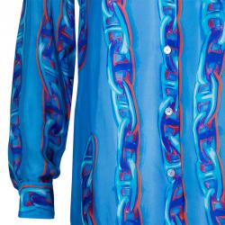 Pre Owned Hermès Blue Maille Dancre Shirt Dress M