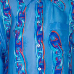 Pre Owned Hermès Blue Maille Dancre Shirt Dress M