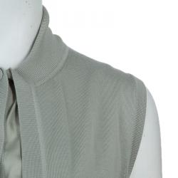 Pre Owned Hermes Grey Printed Cotton Sleeveless Cardigan Dress S