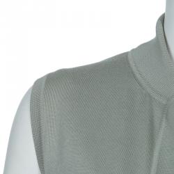 Pre Owned Hermes Grey Printed Cotton Sleeveless Cardigan Dress S