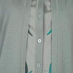 Pre Owned Hermes Grey Printed Cotton Sleeveless Cardigan Dress S