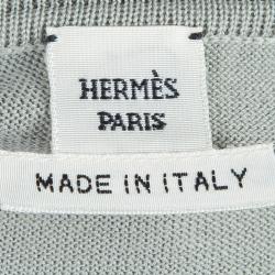 Pre Owned Hermes Grey Printed Cotton Sleeveless Cardigan Dress S