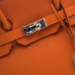 Hermes Orange Togo Leather Palladium Hardware Birkin 35 Bag